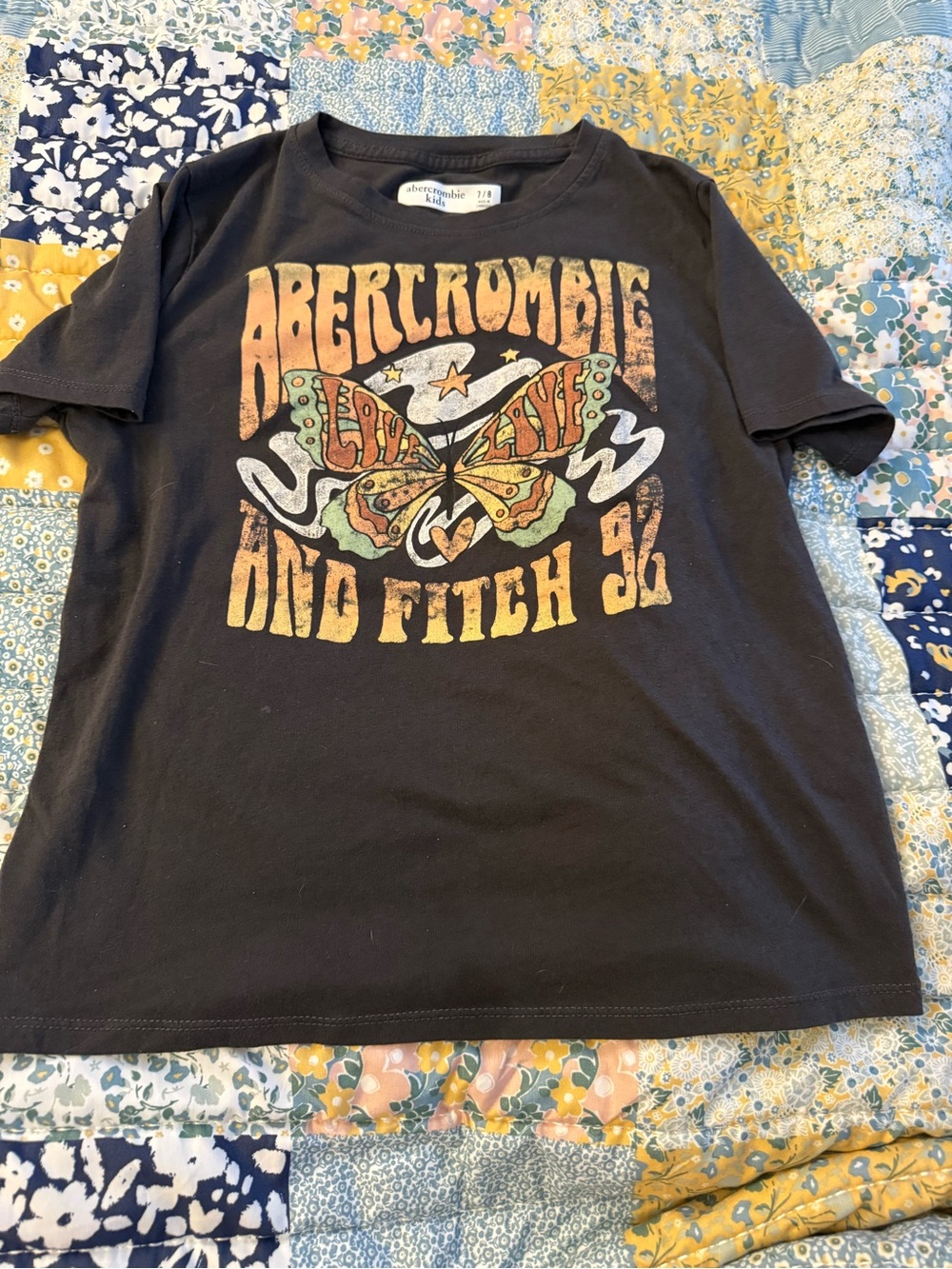 Abercrombie Kids Graphic Short Sleeve Tee Black & Orange Girls 7/8